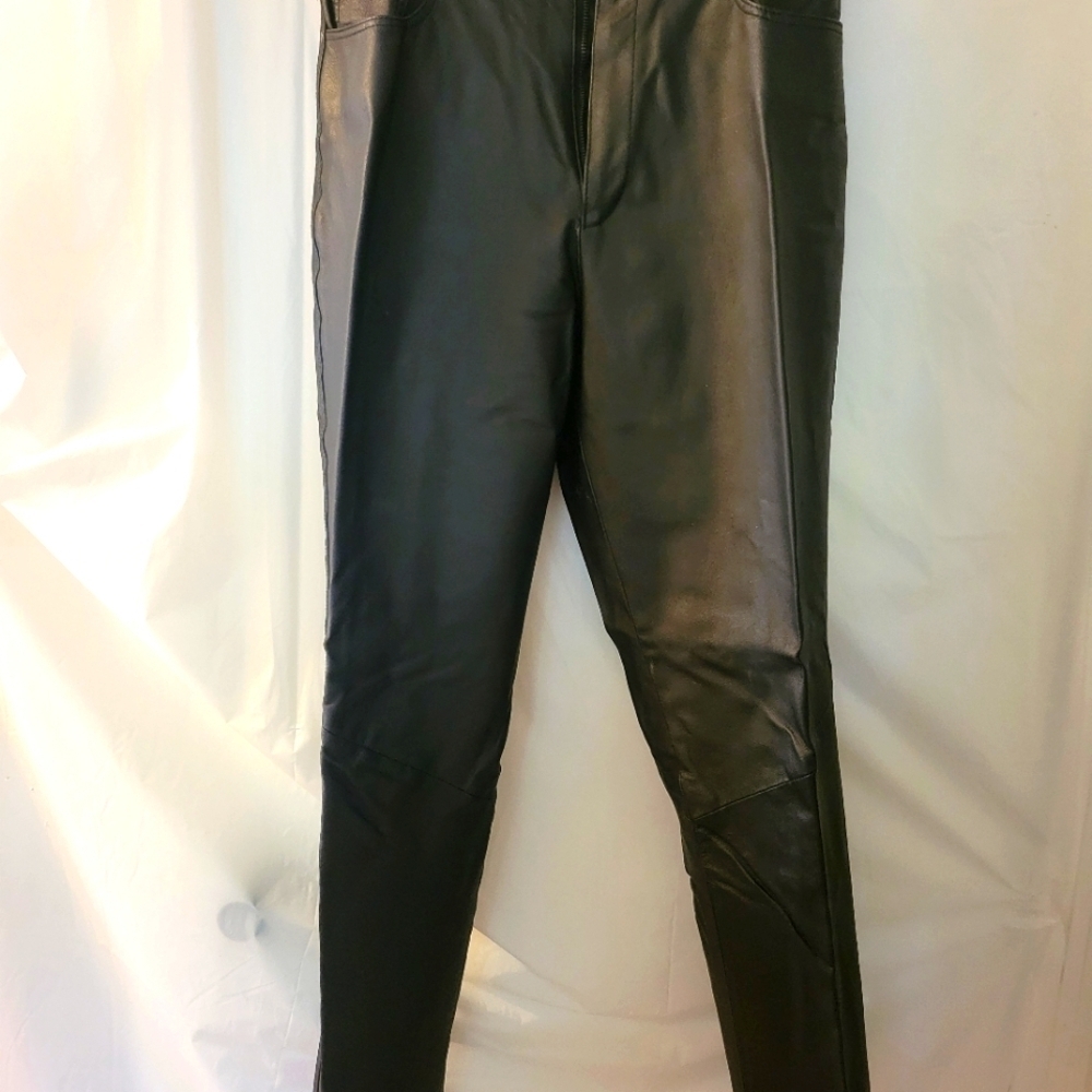 Ladies KC collection black leather pants.